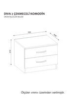 Meuble de chambre à coucher moderne en bois aggloméré de luxe exclusif Diva avec 2 tiroirs, table de chevet blanche, best-seller en Turquie