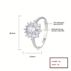 Joyería al por Mayor de Alta Gama, Anillos de Compromiso y Boda Unisex de Plata S925 con Circonita Cúbica y Baño de Rodio, Joyería Elegante con Diseño de Corazón - Product Image 4