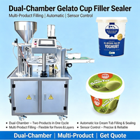 Machine de remplissage et de scellage automatique de coupes de gelato et de pots de crème glacée à double chambre et multi-produits avec capteur