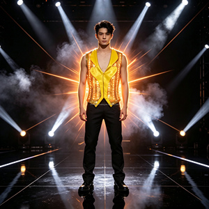 Nuevo Traje de Escenario Masculino Estilo Chino con LED, Túnica Larga para Cantante, Festival EDM, <span class=keywords><strong>Concierto</strong></span>, Club Nocturno, Actuación de Baile - Product Image 1