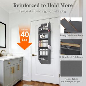 Organizador para colgar sobre la puerta, 9 bolsillos, almacenamiento colgante gris oscuro con ventana transparente para detrás de puertas y paredes, estante de almacenamiento ordenado - Product Image 4