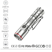 Lampe torche tactique personnalisable 2500LM, longue portée, rechargeable par Type-C, étanche IP68, en aluminium, LED, pour le camping et les situations d'urgence
