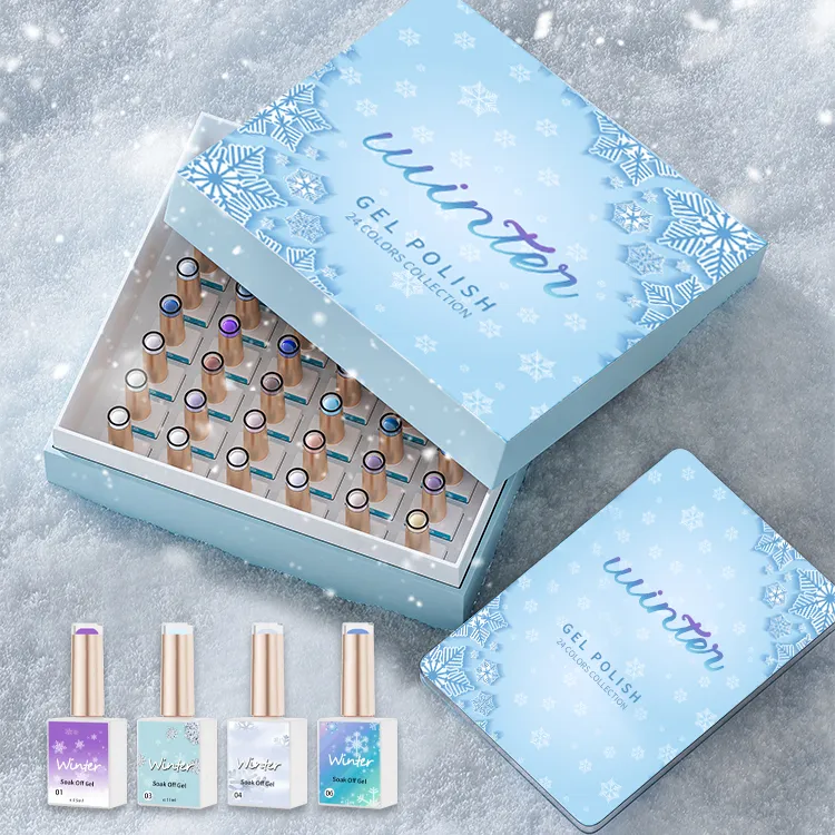 2023 nuovo stile invernale personalizzato Private Label Vip Uv Gel smalto prodotto 15ml 24 pezzi 1set ragazza moda poli Nail Gel Kit