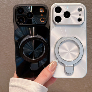 เคสโทรศัพท์ Aurora Hard Magnetic Bracket สำหรับ iPhone 15 14 16 Pro Max, เคสสำหรับ iPhone 17 Pro Max พร้อมกระจกและขาตั้งด้านข้าง - Product Image 4