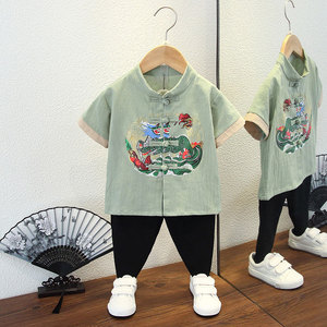 Bebé Primer Cumpleaños banquete vestido Hanfu niño Tang agarre semana verano ropa niños niño pequeño traje - Product Image 2