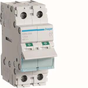 SBN299 Personalizzabile con interruttore non automatico Hager 2P 125A 400V AC 2 moduli DIN - Product Image 1