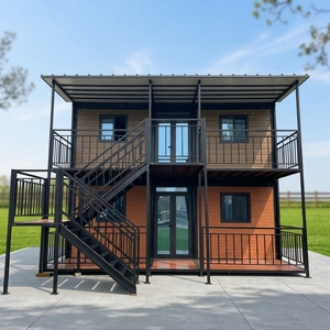 Maison préfabriquée à deux étages en conteneurs modulaires avec escalier en acier et balcon - Product Image 3