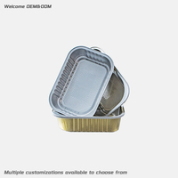 Boîte de cuisson Smoothwall pour aliments surgelés, barbecue, plats à emporter, utilisation en fête, 400 ml, couvercle en papier doré, PET, écologique, mini moules à gâteaux