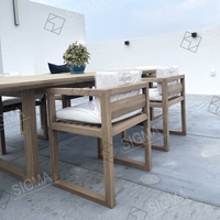 Ensemble de salle à manger moderne en teck de luxe pour jardin et patio, tables et chaises de salle à manger modernes neuves