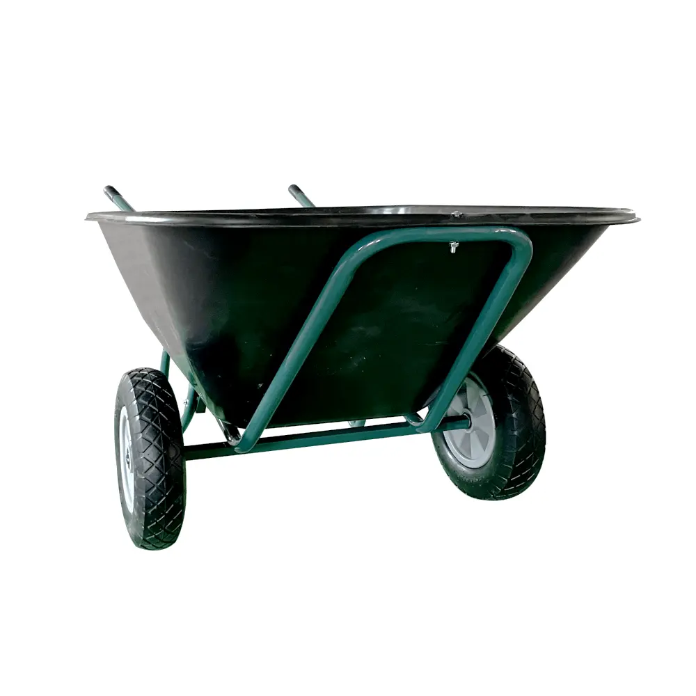 İki tekerlek plastik tepsi bahçe el arabası toplama bırakır