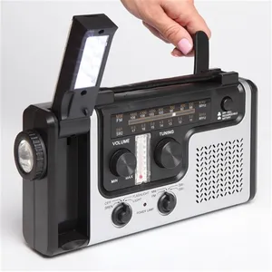 Portable Multifunction Solar Radio MW/FM/SW LED Flashlight 1200mah Emergency Solar Alert Hand Crank Radio USB FT Card