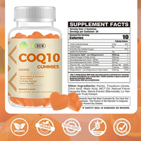 Gummies CoQ10 500mg 60 unités OEM ODM Logo personnalisé Marque privée Soutien énergétique cellulaire Sans sucre Complément végétalien