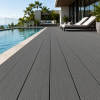 Planche de terrasse WPC extérieure moderne brossée à clipser, revêtement de sol co-extrudé gaufré 3D, surface antidérapante pour patio, jardin, complexe hôtelier -5