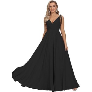 Abiti da sera eleganti da donna, senza maniche, in chiffon, con scollo a V e spalline sottili, per feste, spiaggia ed eventi estivi - Product Image 6
