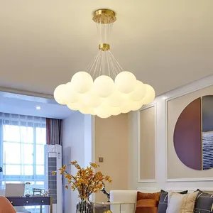 Lampada da salotto moderna in stile crema nordica con pallina a bolle creativa camera da letto decorazione per la casa <span class=keywords><strong>luce</strong></span> a sospensione in vetro luna - Product Image 2