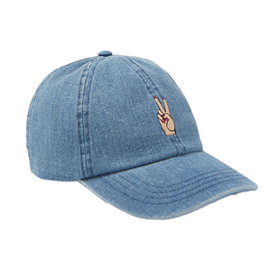 หมวกเบสบอลผ้าเดนิมปักลายมือสัญลักษณ์สันติภาพ แบบยูนิเซ็กส์ 6 แผง สไตล์ Dad Hat สำหรับฤดูใบไม้ผลิและฤดูร้อน ใส่สบายๆ - Product Image 1