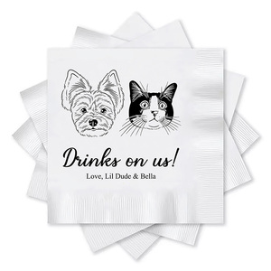 Serviettes <span class=keywords><strong>de</strong></span> mariage personnalisées pour chien avec <span class=keywords><strong>photo</strong></span> <span class=keywords><strong>de</strong></span> votre animal <span class=keywords><strong>de</strong></span> compagnie, serviettes <span class=keywords><strong>de</strong></span> cocktail personnalisées pour chien, serviettes personnalisées pour chat, serviettes pour chien - Product Image 1