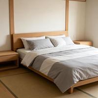 Vente directe usine – Parure de lit de luxe moderne quatre pièces en polyester 500TC style américain pour hôtels, motif feuilles, textile de maison