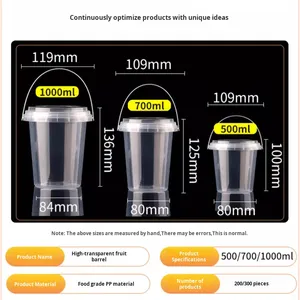 500ml commerciale modellata ad iniezione grande tazza di tè di plastica della frutta ispessita secchio per latte ghiaccio in polvere speciale ciotola di plastica <span class=keywords><strong>tazze</strong></span> - Product Image 4