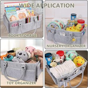Venta al por mayor de pañales de fieltro para bebé, cesta de almacenamiento para mamá, artículos esenciales para coche, organizador de pañales para bebé, <span class=keywords><strong>bolsa</strong></span> de mano portátil con asa - Product Image 4