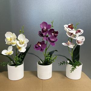 Dekorasi Rumah 27cm bunga anggrek Bonsai anggrek buatan dengan Pot - Product Image 4