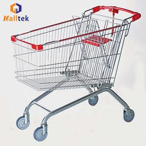 עגלת קניות לסופרמרקט עם ידית אליפטית מעוקלת מפלסטיק ומנעול מטבעות - Product Image 2