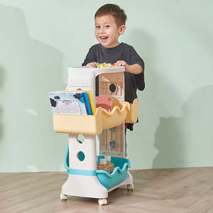 Chariot de <span class=keywords><strong>rangement</strong></span> pour jouets en plastique PP à <span class=keywords><strong>roulettes</strong></span>, empilable, anti-chute, organisateur multifonctionnel pour enfants - Product Image 1
