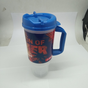 Gobelet à eau en plastique réutilisable transparent isolé avec logo <span class=keywords><strong>personnalisé</strong></span>, gobelets isothermes de 32 OZ, tasse avec poignée, couvercles et pailles <span class=keywords><strong>pour</strong></span> voiture - Product Image 4