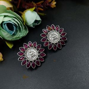 Pendientes de tuerca de diamantes de imitación con estilo de plata oxidada para ropa de fiesta informal producto a granel hecho a mano - Product Image 2