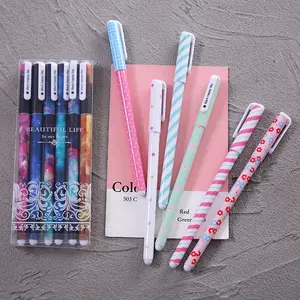 6 adet/grup çeşitli tasarım sevimli jel kalem renkli mürekkep kalem seti sevimli 0.5mm yazma erkek kız için ofis okul kırtasiye seti