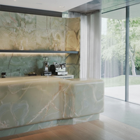 Dalle d'onyx vert de luxe haut de gamme, découpe sur mesure, pour table de toilette intérieure, îlot de cuisine, fond de scène, vente en gros directe usine