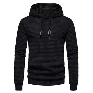 Men's <b>Quilted</b> Hooded Sweatshirt Drawstring Pullover <b>Hoodie</b> Solid Casual Winter Top - Product Image 3