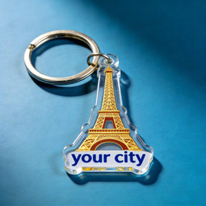 Vente directe d'usine, cadeaux et souvenirs sur le thème de la ville, porte-clés en plastique acrylique avec logo personnalisé - Product Image 4