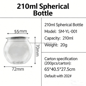 Envase cilíndrico esférico de 210 ml y 55 mm de diámetro, preforma transparente para alimentos, botella de plástico redonda para refrescos, lata de PET con tapa - Product Image 3