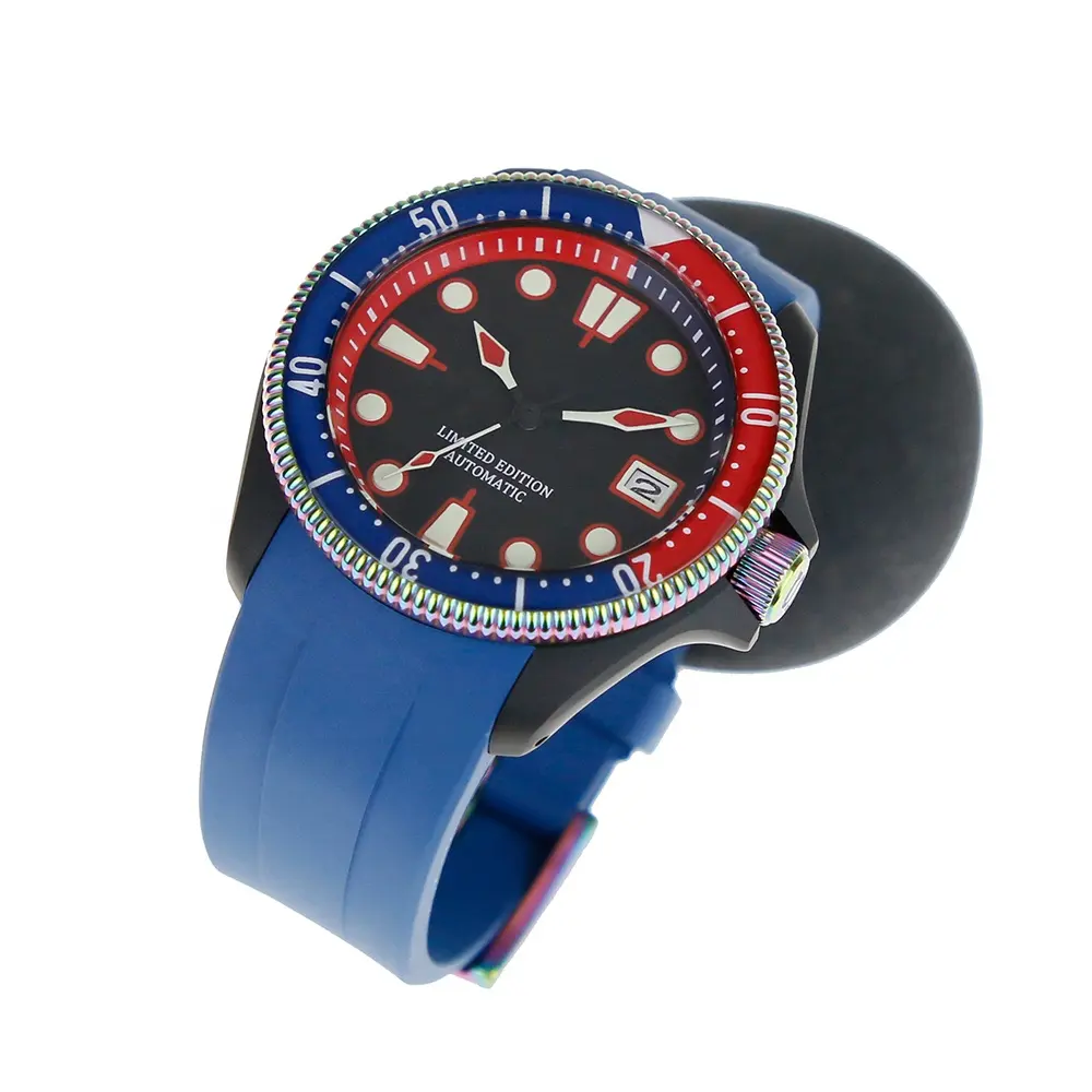 นาฬิกาผู้ชายสำหรับใส่ดำน้ำ3ชั่วโมงนาฬิกากันน้ำดีไซน์ใหม่ NH35 20ATM การเคลื่อนไหวเรืองแสงมากพร้อมกระจกแซฟไฟร์ SKX007