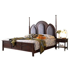 Cabecera Tapizada de Estilo Retro Francés, <span class=keywords><strong>Cama</strong></span> de Madera Maciza con Espacio de Almacenamiento, Tamaño King/Queen, Económica y Atractiva - Product Image 3