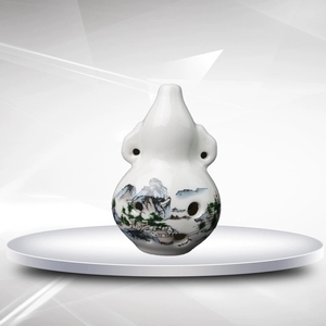 Ocarina en céramique de style chinois à 6 trous avec peinture de paysages et de fleurs, pour les apprenants de musique et comme cadeau souvenir - Product Image 6