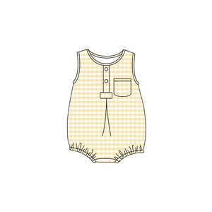 Combinaison sans manches jaune à carreaux pour bébé, enfant, garçon, vente en gros, modèle SR4236 - Product Image 1