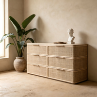Commode à 6 tiroirs en bois de chêne massif, style européen traditionnel, fabriquée en Chine