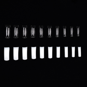 Ongles artificiels transparents extra longs demi-couvrants, courbe en C, forme cercueil, pour manucure de salon, kit d'extension à presser - Product Image 2