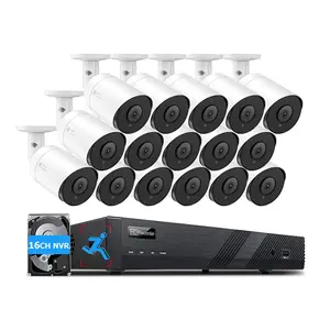 16 Channel 4K PoE Security Camera System 4k poe ip outdoor bullet 16CH H.265+ 8MP NVR 16CH Synchro Playback