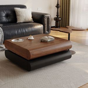 Juego de <span class=keywords><strong>Mesa</strong></span> de Centro de Madera Moderna y Duradera Estilo Wabi Simple con Incrustaciones de Acero Inoxidable, Diseño Giratorio, Decorativo y Ecológico - Product Image 2