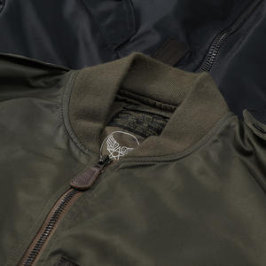 Men's Early World II Estilo MA-1 Piloto Jaqueta Casual Stand Collar Botão Decoração Outono Bordado Feito Canvas para Outono Desgaste - Product Image 3