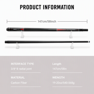 Queue de <span class=keywords><strong>billard</strong></span> professionnelle en fibre de carbone à ultra faible flexion, 100% carbone pur, pour les <span class=keywords><strong>coups</strong></span> de bris et un jeu de précision. - Product Image 5