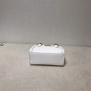 White PU Mini <b>Bag</b> with Bamboo Handle & Logo Clasp Elegant Style <b>Large</b> Capacity Portable 7 Inch Hand-Carry for All Seasons - Product Image 4
