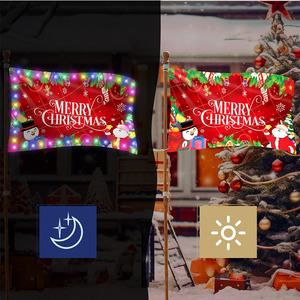 Bandera de Feliz Navidad de alta calidad con luz LED, diseño personalizado de 3X5, imprima su logotipo, letrero de patio para decoración de vacaciones al aire libre - Product Image 5