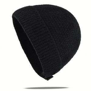 Gorro de lana cálido de primera calidad para invierno, gorro tipo melón con borde enrollable, gorro ajustable con diseño personalizado y relieve. - Product Image 3