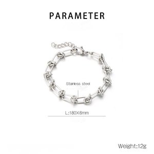 Pulsera de Eslabones con Nudos Chapada en Oro de 18K, Pulsera de Cadena de Acero Inoxidable Tipo Clip, Joyería Impermeable y Antideslustre para Mujer - Product Image 6