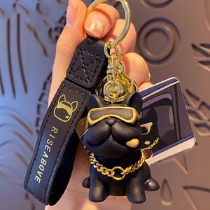 New Design Creative Cool Cartoon French Bulldog Keychain Dog Shape <b>Key</b> <b>Chain</b> Keyring Pendant 3D Doll Soft PVC Dog Keychain - Product Image 3