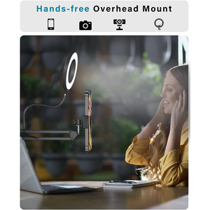 Support de téléphone multi-angle avec trépied et anneau lumineux LED pour vidéo et photo, idéal pour la prise de vue haute et l'utilisation sur bureau, fonctionnalité flexible - Product Image 6